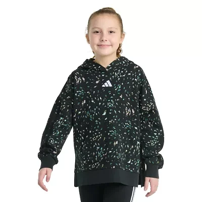 adidas Big Kid Girls Long Sleeve Embroidered Fleece Active Hoodie