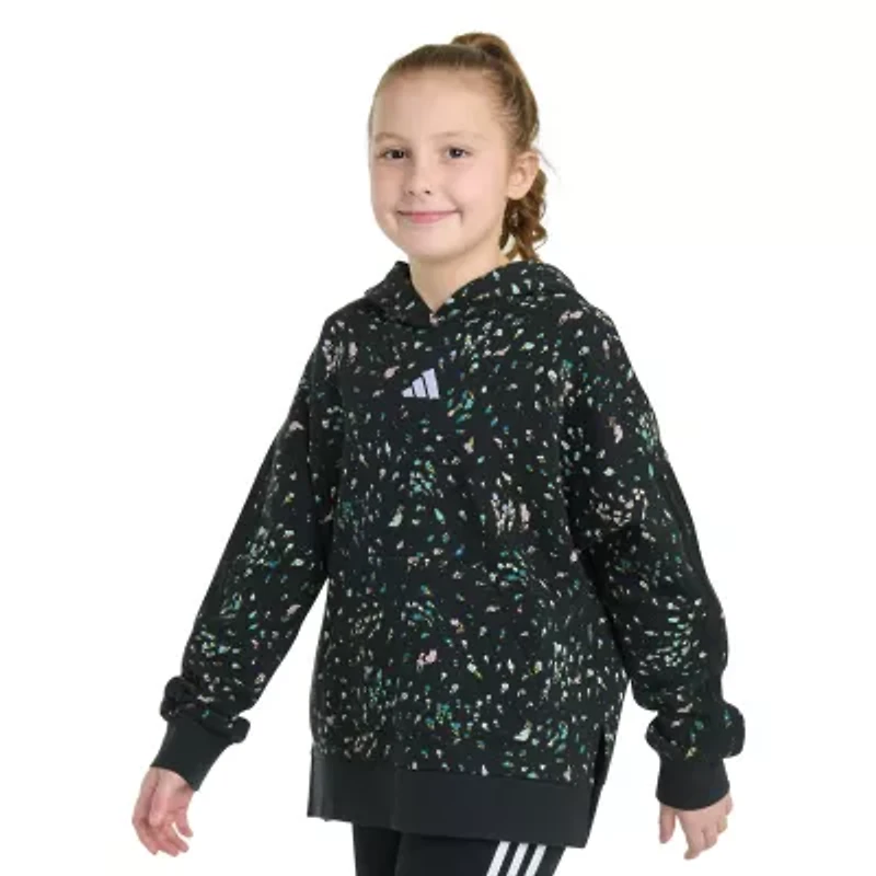 adidas Big Kid Girls Long Sleeve Embroidered Fleece Active Hoodie