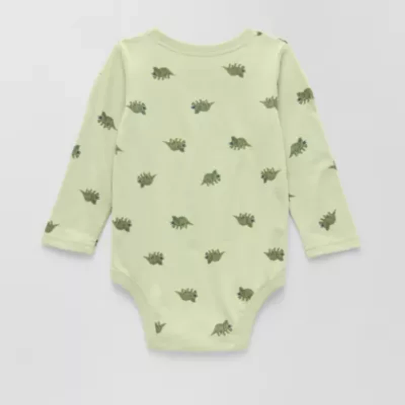 Okie Dokie Baby Boys Round Neck Long Sleeve Bodysuit