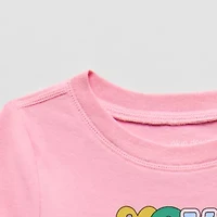 Okie Dokie Toddler Girls Sensory Friendly Round Neck Long Sleeve Adaptive Regular Fit Graphic T-Shirt