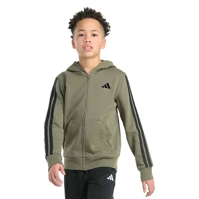 adidas Big Kid Boys Long Sleeve Fleece Zipper Hoodie