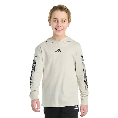 adidas Big Kid Boys Hooded Long Sleeve Regular Fit Graphic T-Shirt