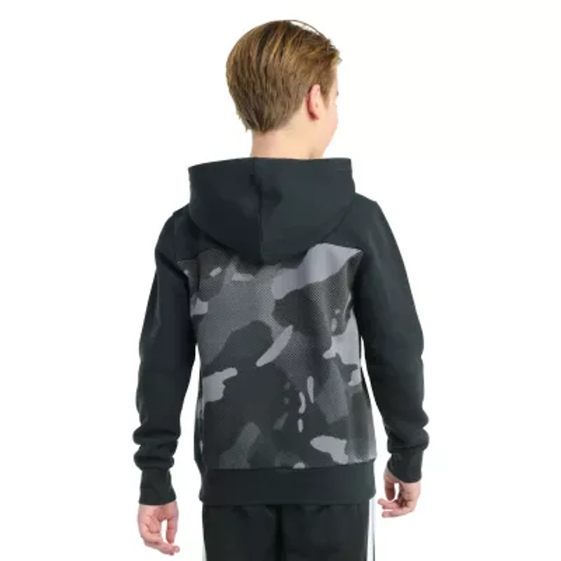 adidas Big Kid Boys Long Sleeve Embroidered Fleece Active Hoodie