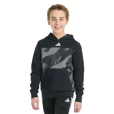 adidas Big Kid Boys Long Sleeve Embroidered Fleece Active Hoodie