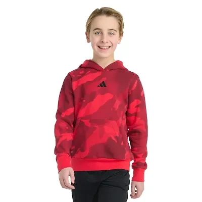 adidas Big Kid Boys Long Sleeve Embroidered Fleece Hoodie