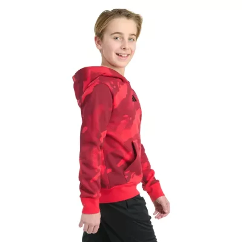 adidas Big Kid Boys Long Sleeve Embroidered Fleece Active Hoodie