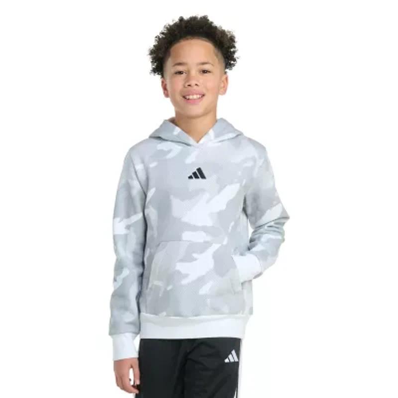 adidas Big Kid Boys Long Sleeve Embroidered Fleece Active Hoodie