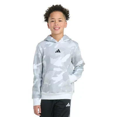 adidas Big Kid Boys Long Sleeve Embroidered Fleece Active Hoodie