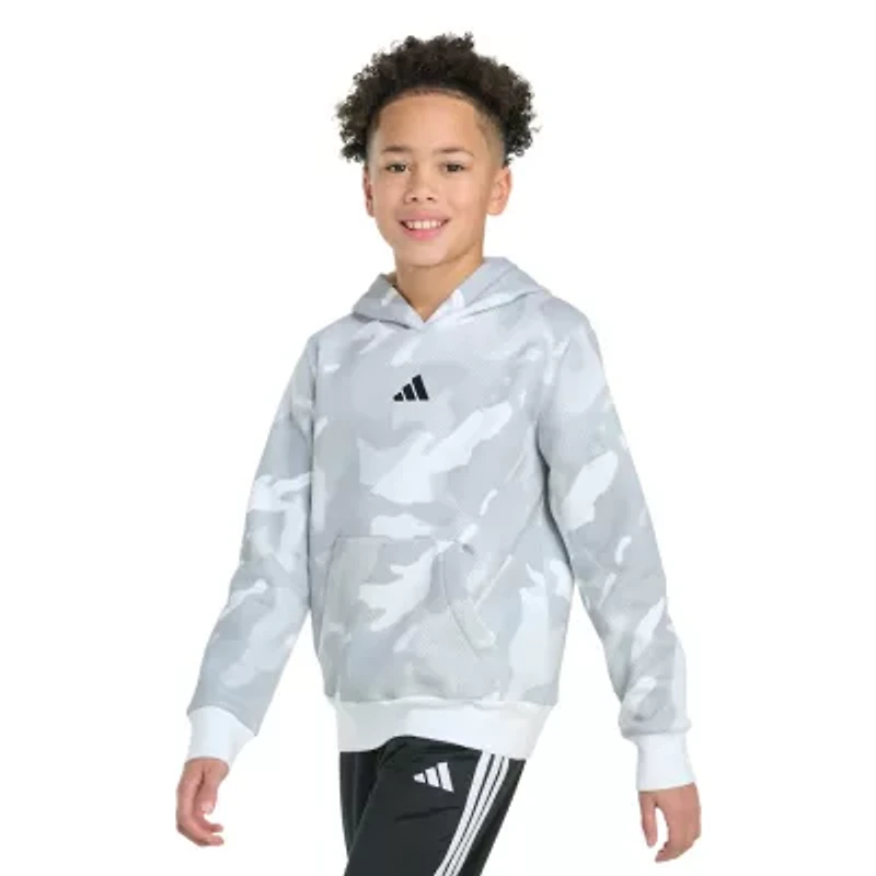 adidas Big Kid Boys Long Sleeve Embroidered Fleece Active Hoodie