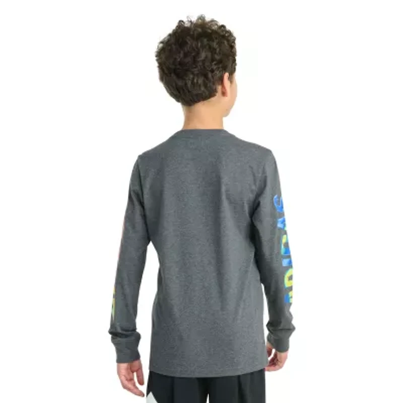 adidas Big Kid Boys Crew Neck Long Sleeve Regular Fit Graphic T-Shirt