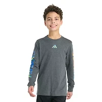 adidas Big Kid Boys Crew Neck Long Sleeve Regular Fit Graphic T-Shirt