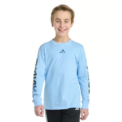 adidas Big Kid Boys Crew Neck Long Sleeve Regular Fit Graphic T-Shirt