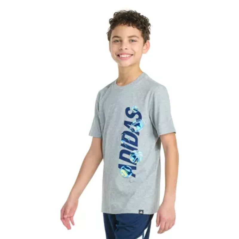 adidas Big Kid Boys Crew Neck Short Sleeve Regular Fit Graphic T-Shirt