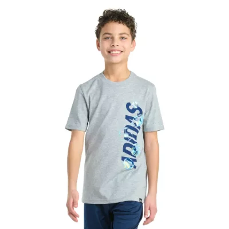 adidas Big Kid Boys Crew Neck Short Sleeve Regular Fit Graphic T-Shirt