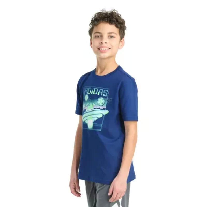 adidas Big Kid Boys Crew Neck Short Sleeve Regular Fit Graphic T-Shirt