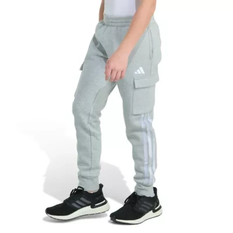 adidas Big Kid Boys Drawstring Waist Cuffed Mid Rise Regular Fit Fleece Jogger Pant