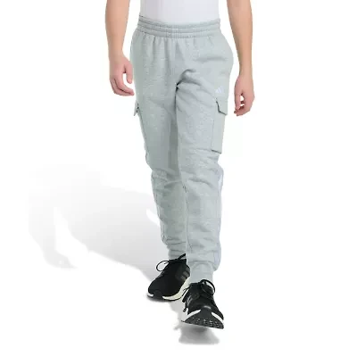 adidas Big Kid Boys Drawstring Waist Cuffed Mid Rise Regular Fit Fleece Jogger Pant