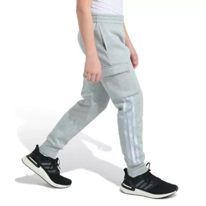 adidas Big Kid Boys Drawstring Waist Cuffed Mid Rise Regular Fit Fleece Jogger Pant
