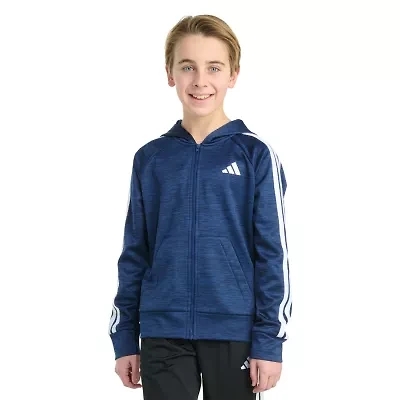 adidas Big Kid Boys Fleece Hooded Lightweight Jacket