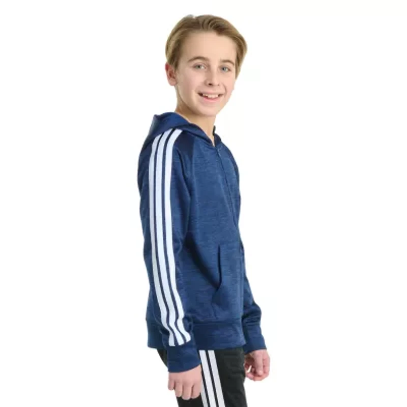 adidas Big Kid Boys Long Sleeve Fleece Zipper Active Hoodie