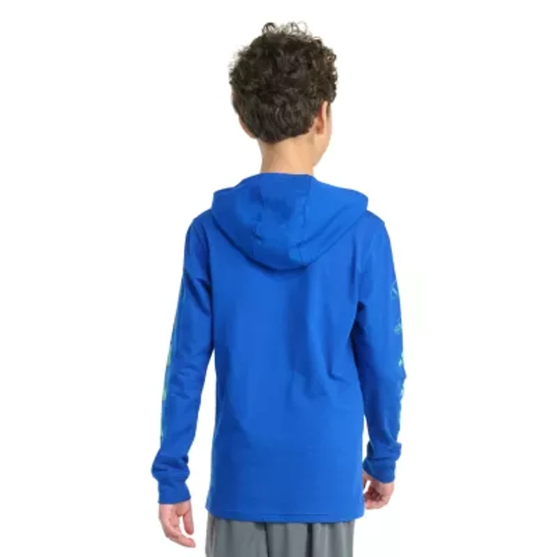 adidas Big Kid Boys Hooded Long Sleeve Regular Fit Graphic T-Shirt