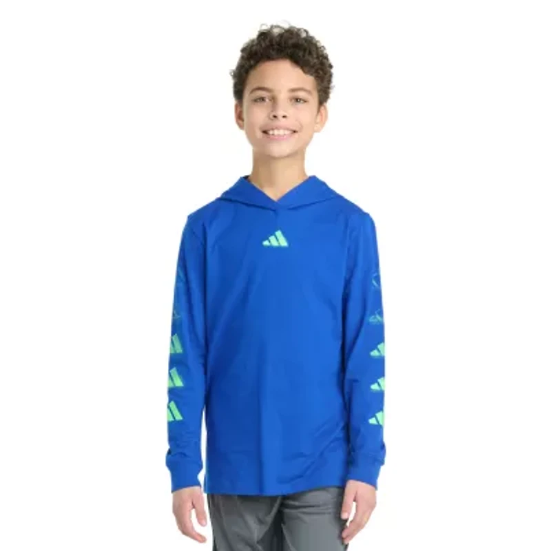 adidas Big Kid Boys Hooded Long Sleeve Regular Fit Graphic T-Shirt