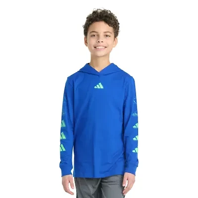adidas Big Kid Boys Hooded Long Sleeve Regular Fit Graphic T-Shirt