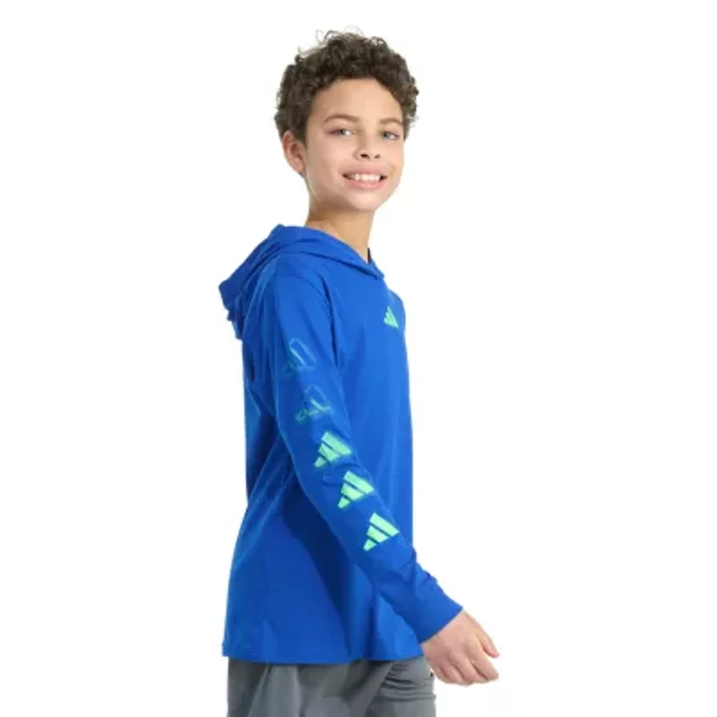 adidas Big Kid Boys Hooded Long Sleeve Regular Fit Graphic T-Shirt