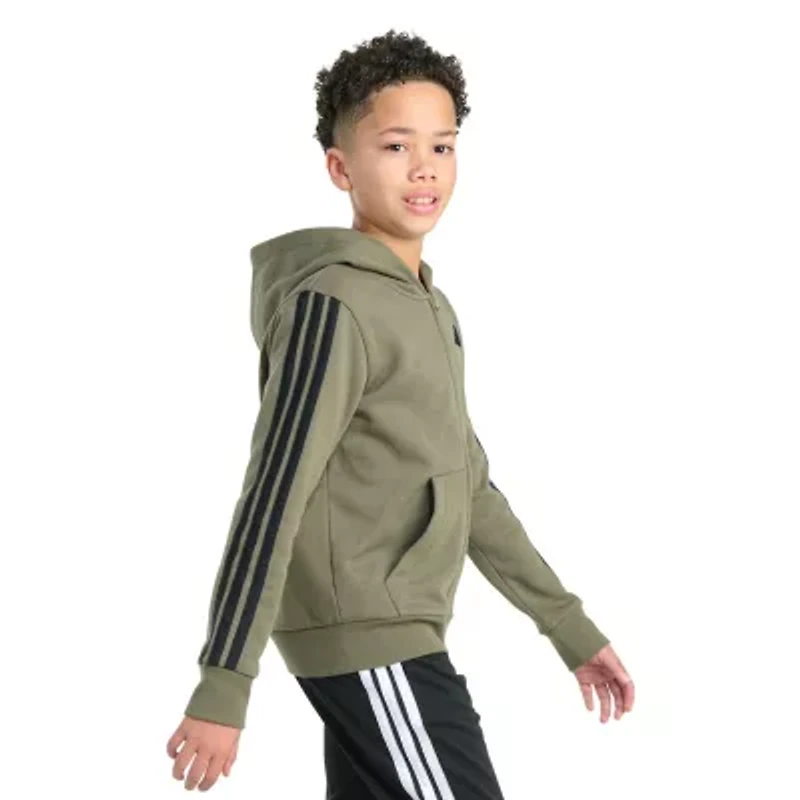 adidas Big Kid Boys Long Sleeve Fleece Zipper Active Hoodie