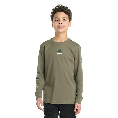 adidas Big Kid Boys Crew Neck Long Sleeve Regular Fit Graphic T-Shirt