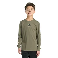 adidas Big Kid Boys Crew Neck Long Sleeve Regular Fit Graphic T-Shirt
