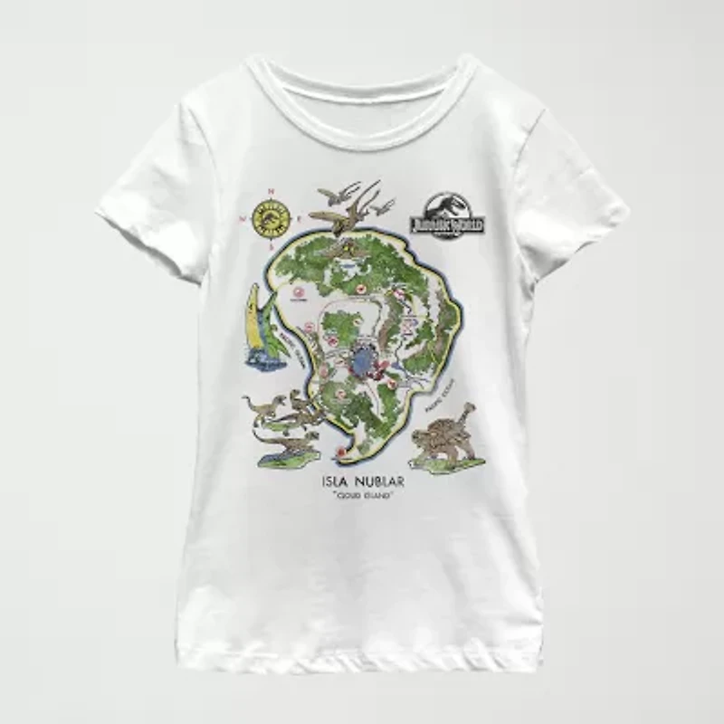 Little & Big Kid Girls Crew Neck Short Sleeve Regular Fit Jurassic World Graphic T-Shirt