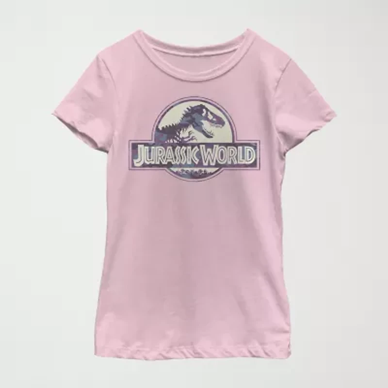 Little & Big Kid Girls Crew Neck Short Sleeve Regular Fit Jurassic World Graphic T-Shirt