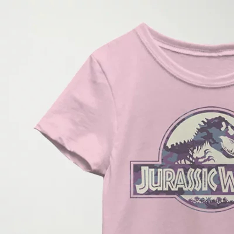 Little & Big Kid Girls Crew Neck Short Sleeve Regular Fit Jurassic World Graphic T-Shirt