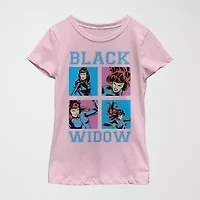Black Widow Little & Big Kid Girls Crew Neck Short Sleeve Regular Fit Marvel Graphic T-Shirt