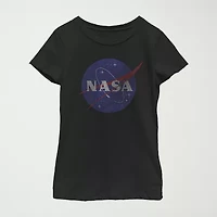 Little & Big Kid Girls Crew Neck Short Sleeve Regular Fit NASA Graphic T-Shirt