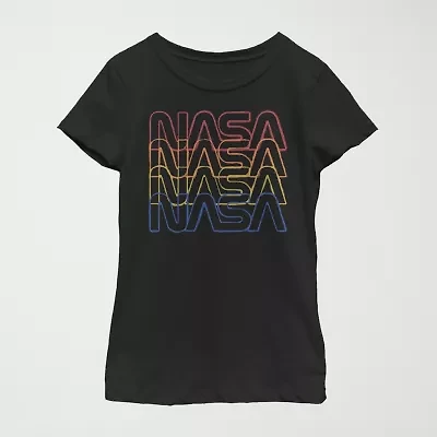 Little & Big Kid Girls Crew Neck Short Sleeve Regular Fit NASA Graphic T-Shirt