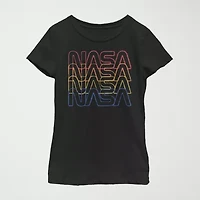 Little & Big Kid Girls Crew Neck Short Sleeve Regular Fit NASA Graphic T-Shirt