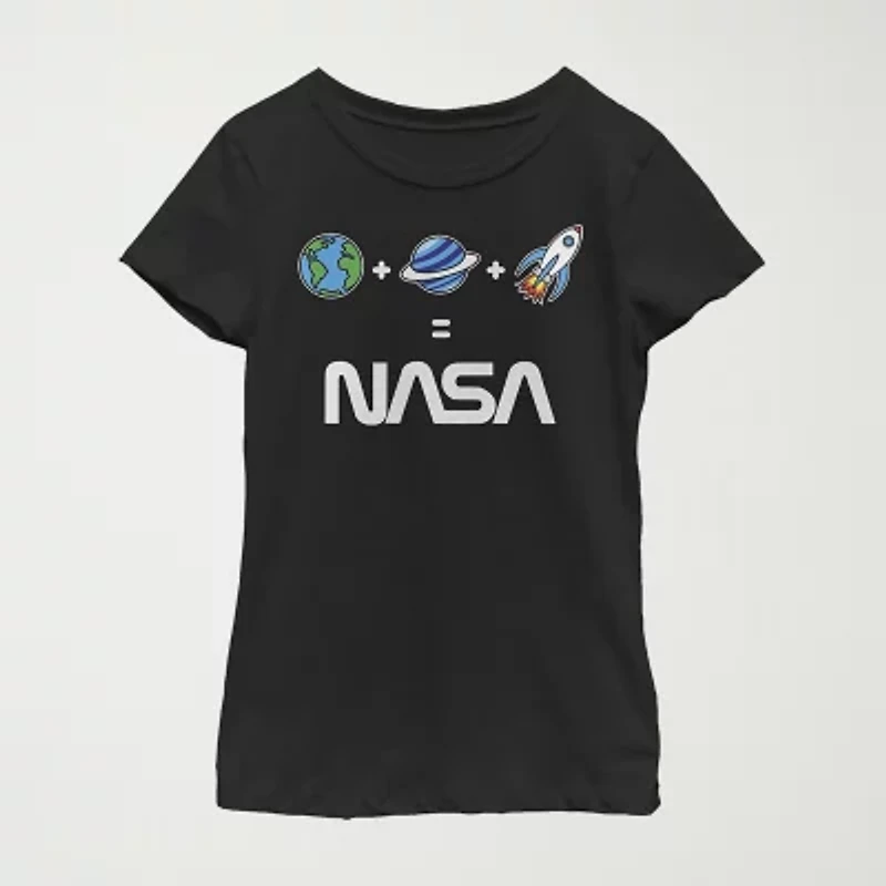Little & Big Kid Girls Crew Neck Short Sleeve Regular Fit NASA Graphic T-Shirt