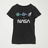 Little & Big Kid Girls Crew Neck Short Sleeve Regular Fit NASA Graphic T-Shirt