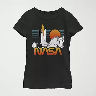 Little & Big Kid Girls Crew Neck Short Sleeve Regular Fit NASA Graphic T-Shirt