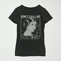 Little & Big Kid Girls Crew Neck Short Sleeve Regular Fit Star Wars Graphic T-Shirt