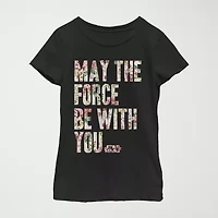 Little & Big Kid Girls Crew Neck Short Sleeve Regular Fit Star Wars Graphic T-Shirt