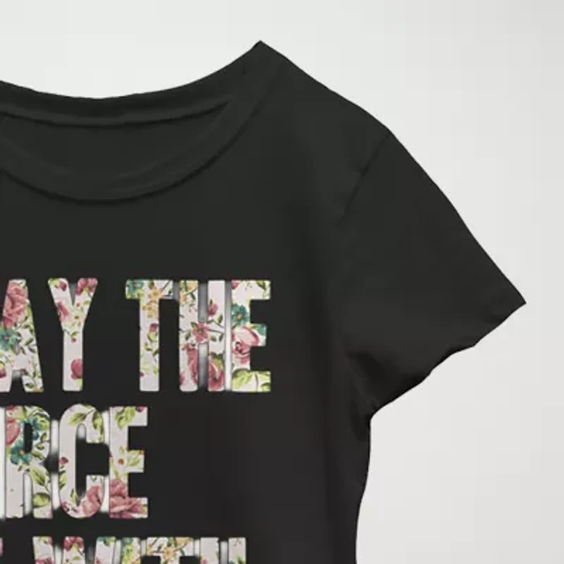 Little & Big Kid Girls Crew Neck Short Sleeve Regular Fit Star Wars Graphic T-Shirt