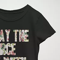 Little & Big Kid Girls Crew Neck Short Sleeve Regular Fit Star Wars Graphic T-Shirt