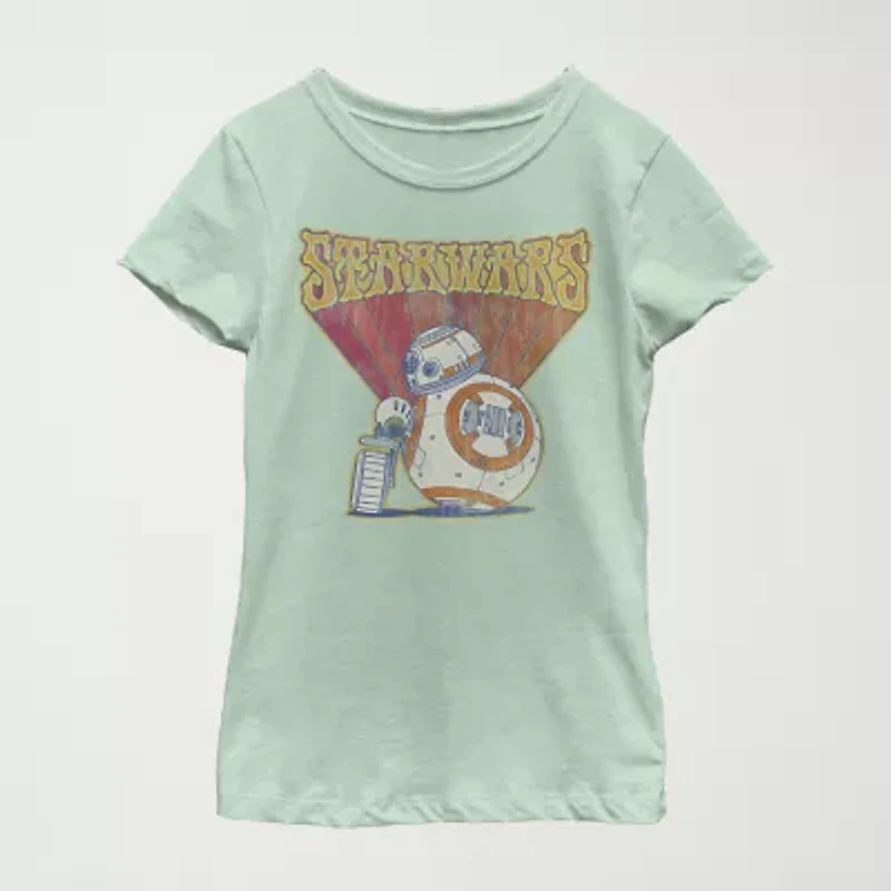 Big Kid Girls Crew Neck Short Sleeve Regular Fit Star Wars Graphic T-Shirt