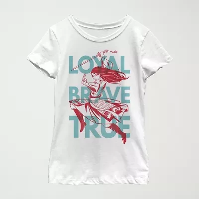 Little & Big Kid Girls Round Neck Short Sleeve Regular Fit Princess Mulan Graphic T-Shirt