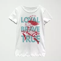 Little & Big Kid Girls Round Neck Short Sleeve Regular Fit Princess Mulan Graphic T-Shirt