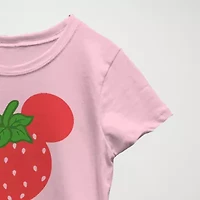 Disney Little & Big Kid Girls Round Neck Short Sleeve Slim Fit Minnie Mouse Graphic T-Shirt