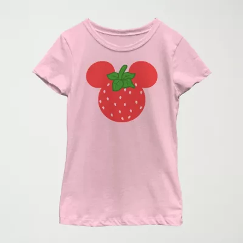 Disney Little & Big Kid Girls Round Neck Short Sleeve Slim Fit Minnie Mouse Graphic T-Shirt
